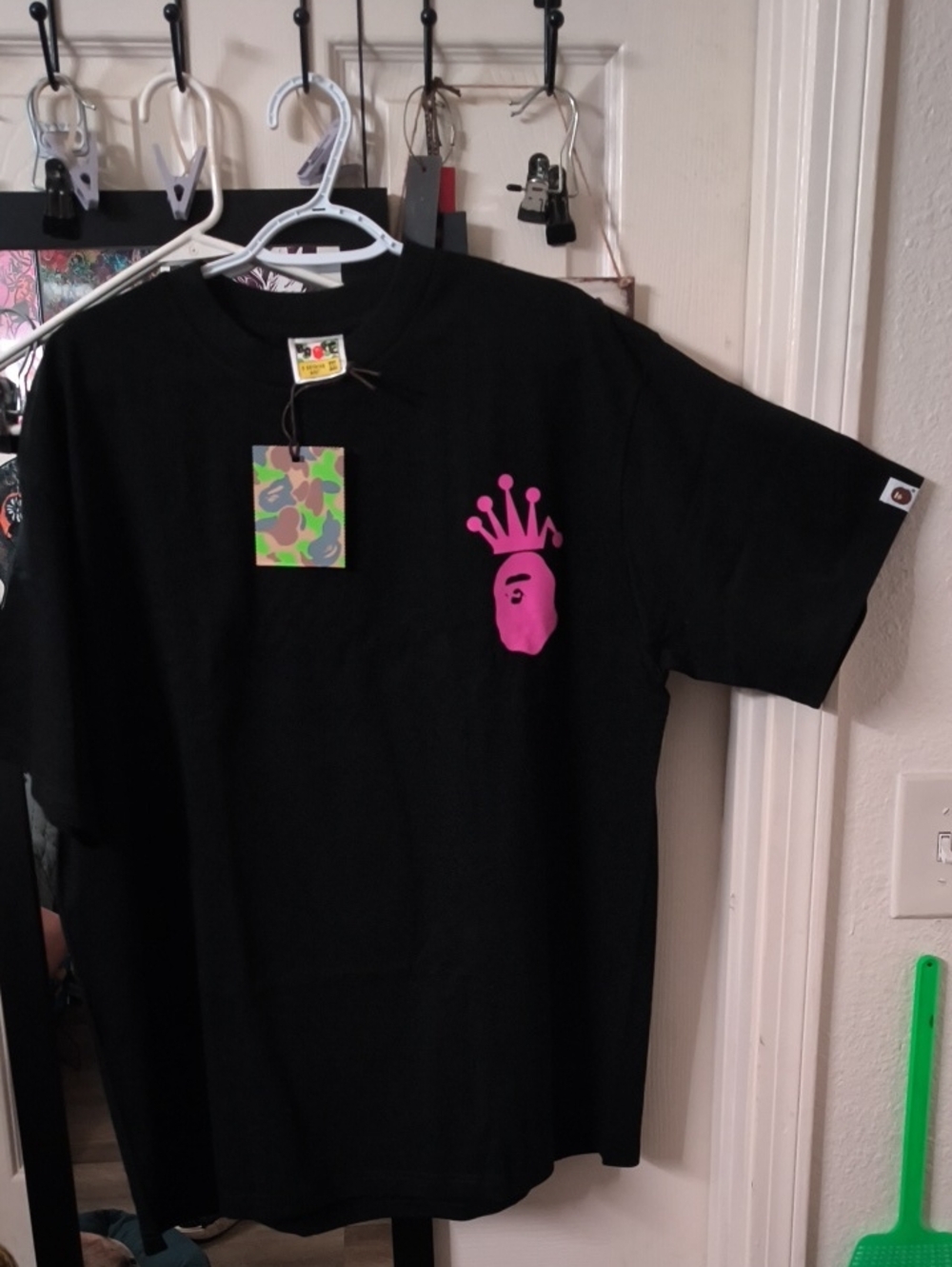Black N Pink Stussy Bape T-Shirt Crown Graphic